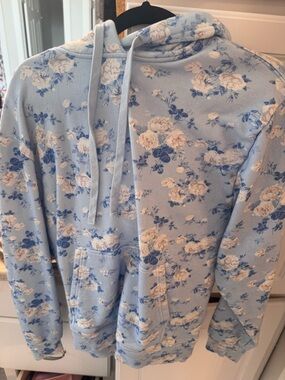 LoveShackFancy Light Blue Floral Hoodie